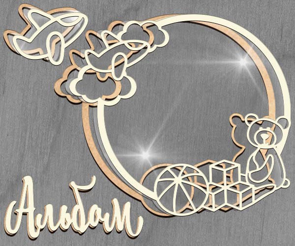 Мегашейкер из чипборда "Круглая рамка детская с игрушками" (Фабрика декору, Украина)