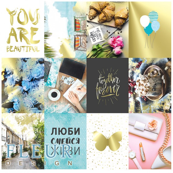 Набор карточек из коллекции "Pretty tiffany", 12 шт. (FLEUR design)