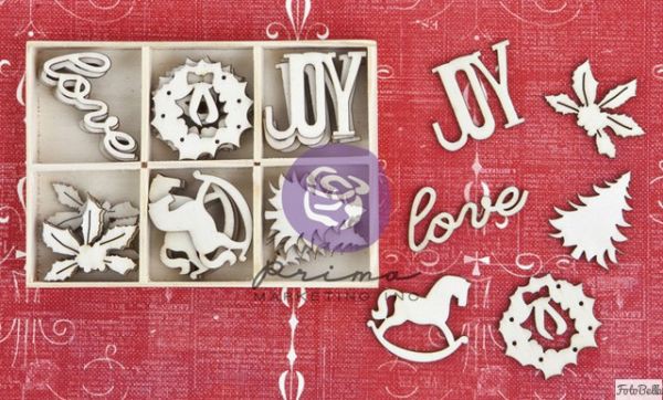 Набор деревянных мини-фигурок "Holiday Jubilee", 6 штук (1/6 набора) (Prima Marketing)