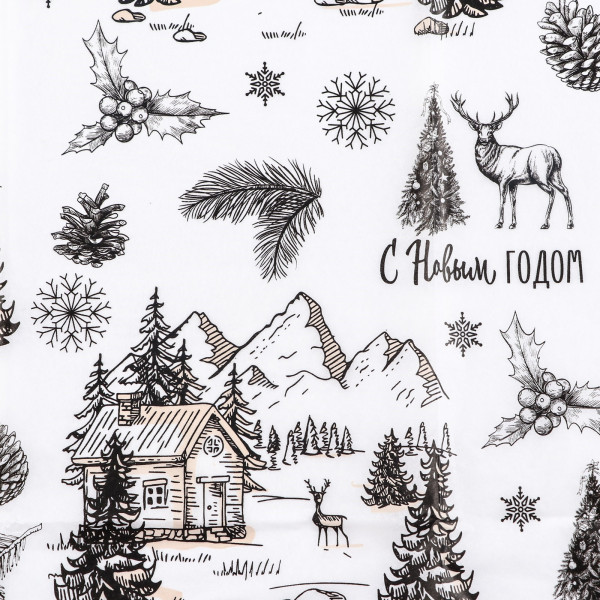 Бумага упаковочная тишью "Олени в лесу", 50*66 см, 1 лист (Артузор)