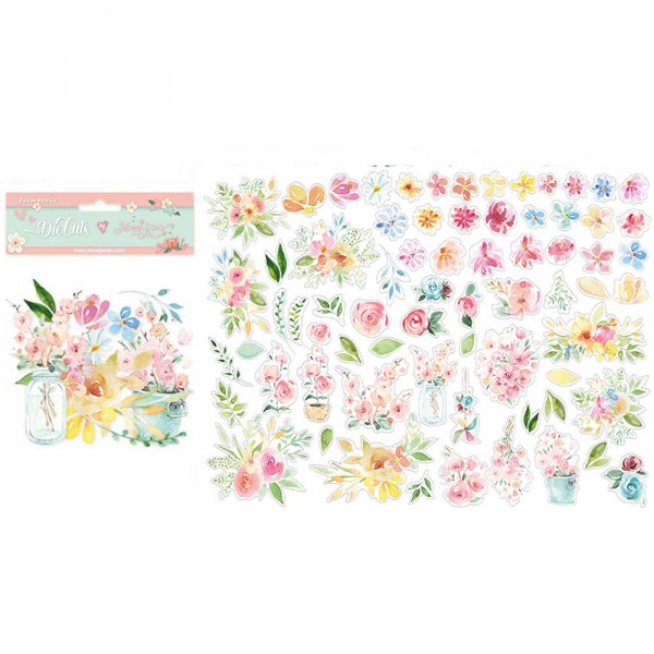 Набор высечек из чипборда из коллекции Circle of Love "Круговорот любви" Цветы, 68 шт (Stamperia)  