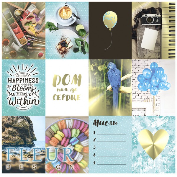 Набор карточек из коллекции "Pretty tiffany" #2, 12 шт. (FLEUR design)