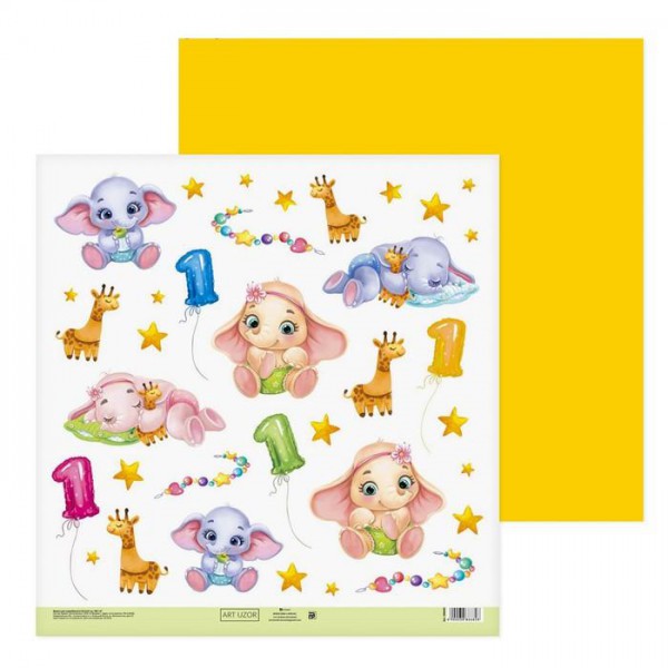 Бумага для скрапбукинга "Маленький слонёнок" (для вырезания) (Артузор, Россия)