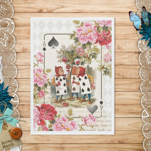 Тканевая карточка из коллекции "Алиса в сказке" Королевский сад (ScrapMania)