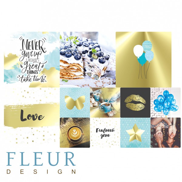 Набор карточек из коллекции "Pretty tiffany" #3, 12 шт. (FLEUR design)