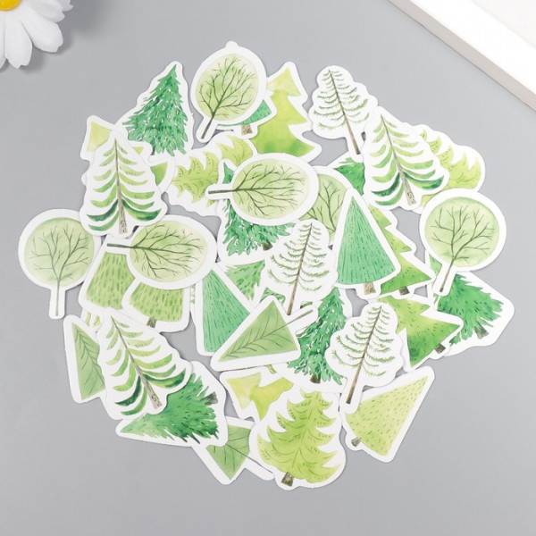 Набор декоративных бумажных наклеек "Деревья", 46 штук (Китай)