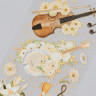 Набор ацетатных наклеек с золотым фольгированием "Струнные инструменты и белые цветы", 2 листа (АртУзор)