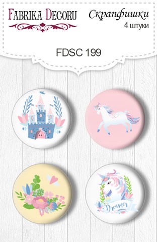 Набор скрап-фишек  #199 из коллекции Believe in Miracle, 4 штуки (Фабрика декору, Украина) 