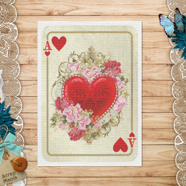 Тканевая карточка из коллекции "Алиса в сказке" Туз червей (ScrapMania)