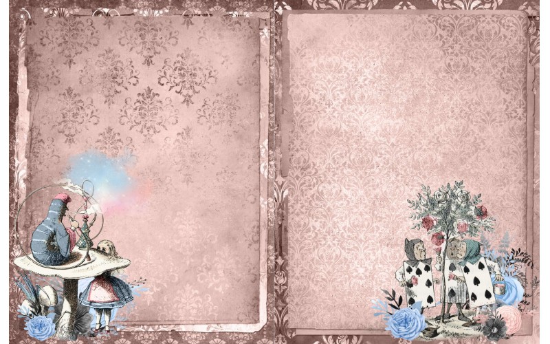 Бумага рисовая для декупажа "Алиса в стране чудес, винтажный блокнот №1" формат А3, 1 лист (Craft Premier)