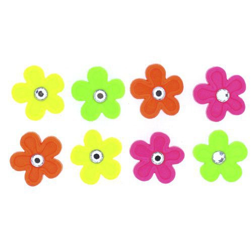 Набор тематических пуговиц со стразами "Яркие цветы" (Nothin' Nut Neon) (Dress It Up) 