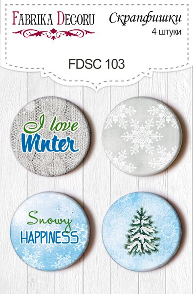Набор скрап-фишек из коллекции "Smile of Winter" #103, 4 штуки (Фабрика декору, Украина)