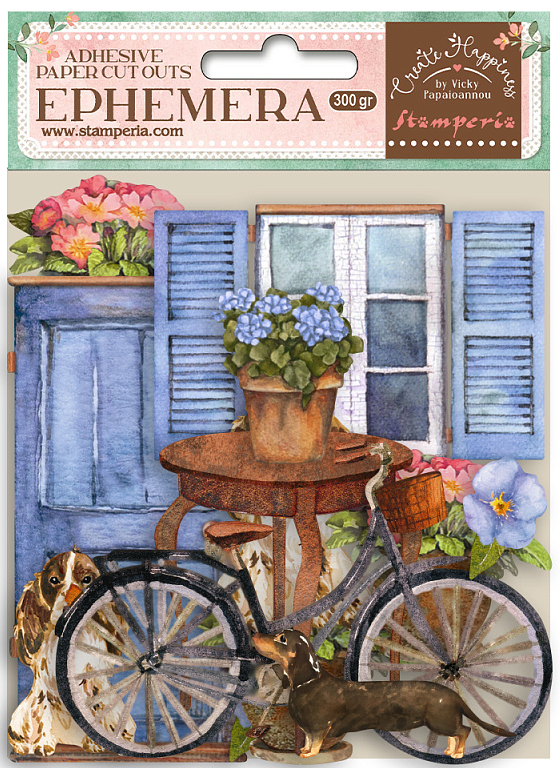 Набор вырубок из кардстока из коллекции "Create Happiness Welcome Home" Bicicletta e flori, 71 шт.(Stamperia) 
