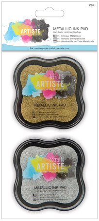 Набор пигментных штемпельных подушек, цвет Золотой и Серебяный металлик (Artiste)