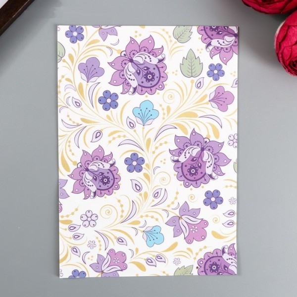 Бумага с золотым тиснением "Сказочные цветы", 17,3 х 24,5 см (АртУзор)