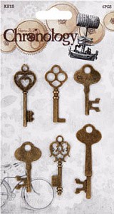Суперцена! Набор металлических украшений "Ключи" из коллекции Chronology (Papermania)