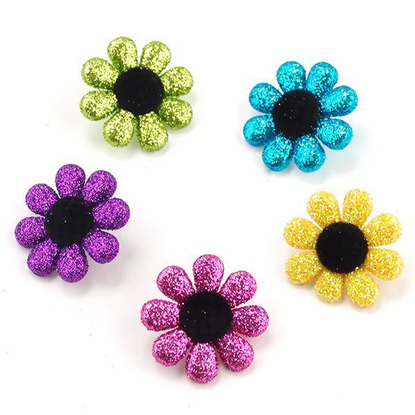 Набор тематических пуговиц с глиттером "Прекрасные цветы" (Glitter Fun Flowers) (Dress It Up)  