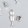 Набор металлических подвесок "Манекен и нитки", цвет Серебро, 2 шт.
