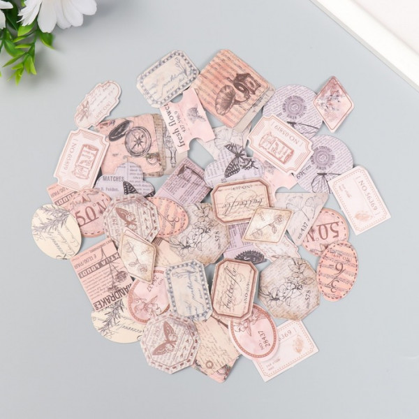 Набор декоративных бумажных наклеек "Старинные вещи", 46 штук (Китай)