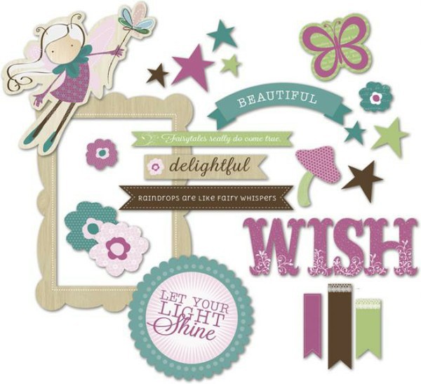 Формы из чипборда с глиттером из коллекции Fern & Forest Girl (Little Yellow Bicycle) 