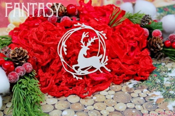 Чипборд из коллекции "Новый год" Еловая веточка с шариками 2488 (Fantasy, Россия)  