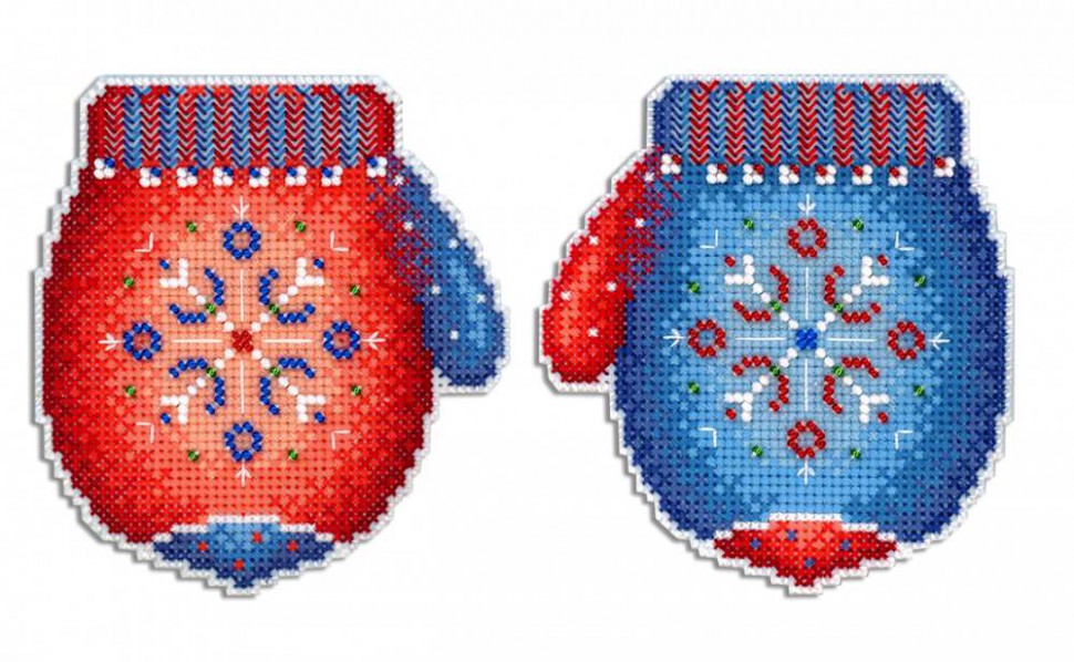 Набор для вышивания на пластиковой канве "Морозная рукавичка" (М.П. Студия, "Жар-птица")