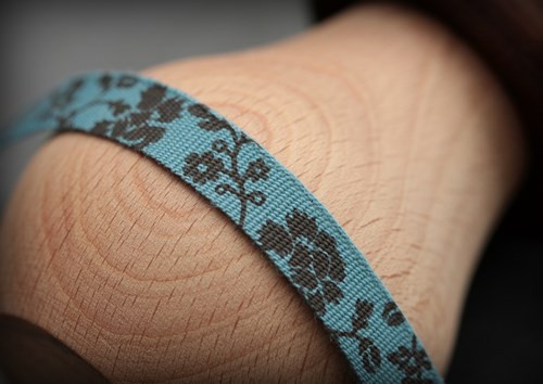 Лента принтованная "Растительные мотивы", цвет Голубой, ширина 1 см, длина 2 м (Scrapberry's)