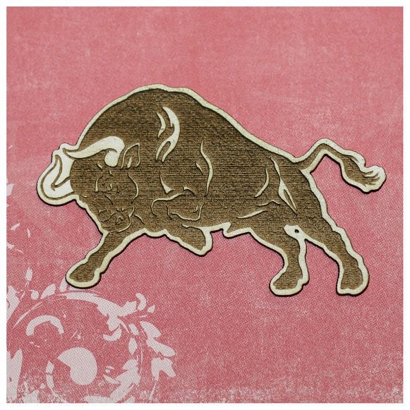 Фигурка из чипборда из коллекции "Испания" Яростный бык (гравировка) (Россия)  