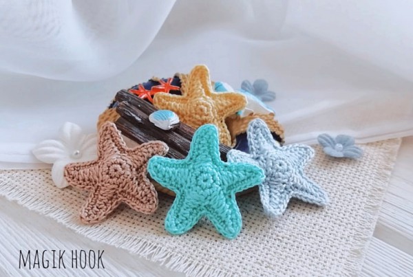 Вязаное декоративное украшение "Морская звезда", цвет по выбору 