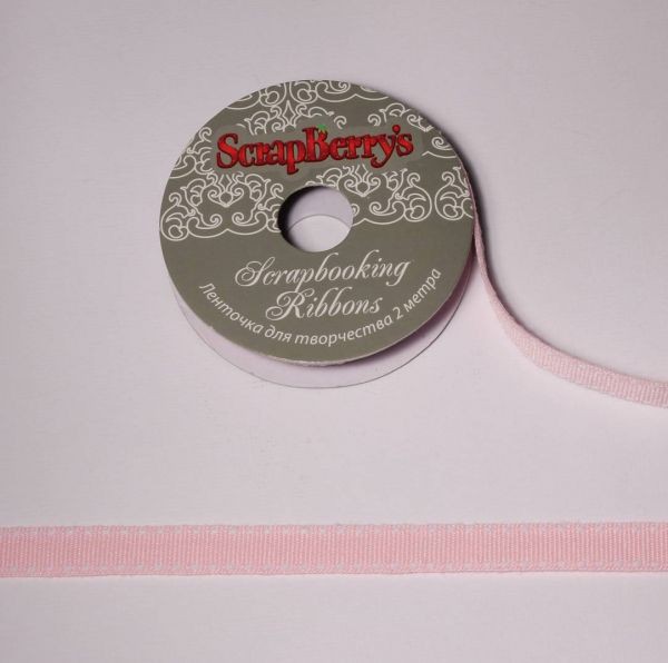 Лента принтованная "Стежок" розовая, ширина 1 см, длина 2 м (Scrapberry's) 