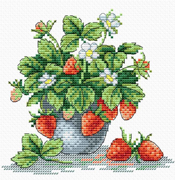 Набор для вышивки на канве Aida "Аппетитная клубника" (М.П. Студия, "Жар-птица")  
