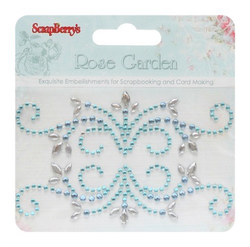 Аппликация из страз из коллекции "Розы", цвет Голубой (Scrapberry's) 