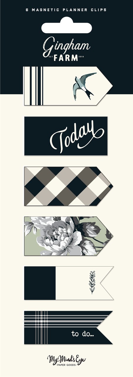 Набор магнитных клипс для планера Gingham Farm , 6 штук (My Mind's Eye)   