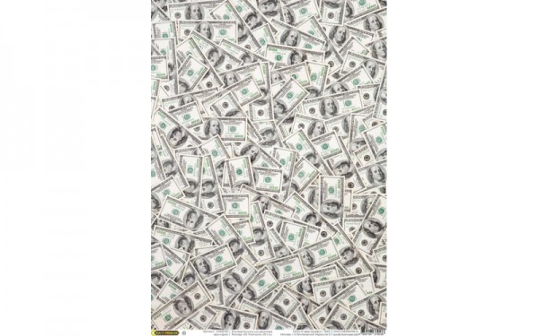 Бумага рисовая для декупажа "Доллары" формат А4, 1 лист (Craft Premier) 