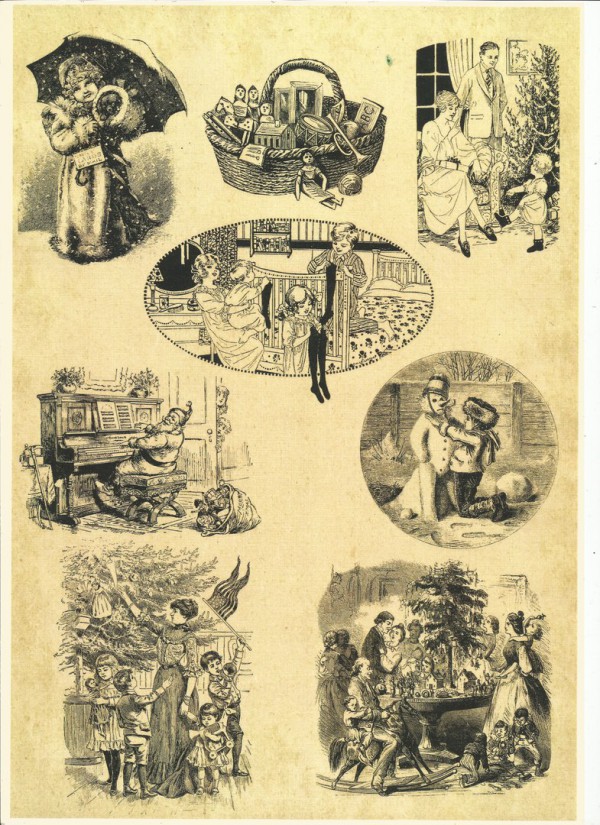 Бумага дизайнерская A4 "Рождественское ретро #1"