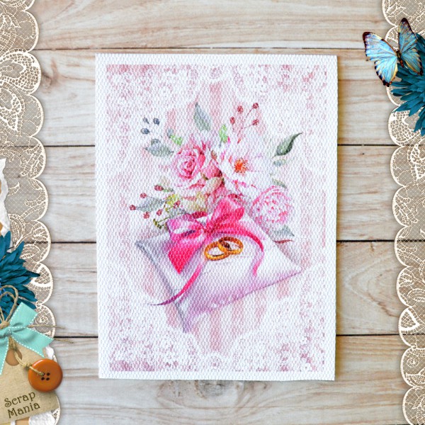 Тканевая карточка из коллекции "Свадебный букет" Кольца (ScrapMania)