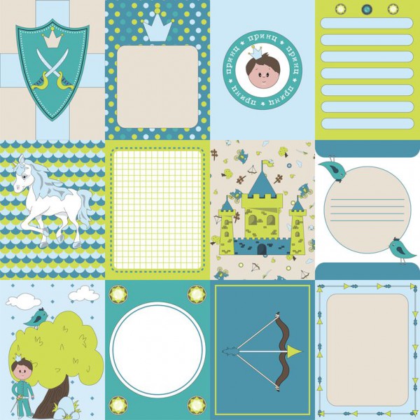 Лист с карточками из коллекции Мир маленького принца (Ажур, Россия)