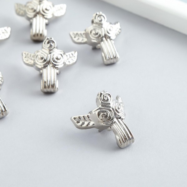 Комплект декоративных ножек для шкатулок "Розы", 30*30 мм, цвет Серебро, 4 шт.