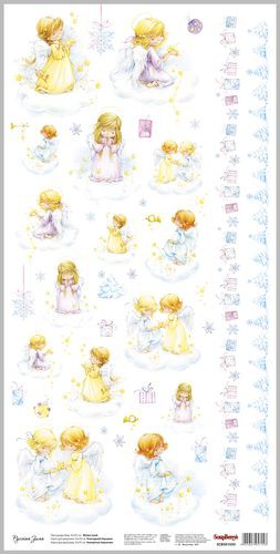 Декупажная карта из коллекции Русская зима "Ангелочки" 32*70 (Scrapberry's)