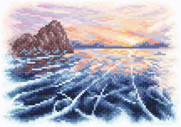 Алмазная мозаика "Закат на байкале", 27*19 см (108*76 клет.) (М.П. Студия)