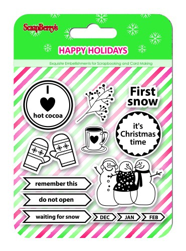 Набор штампов "Первый снег" из коллекции "Зимние каникулы" (АНГЛ.) (Scrapberry's)
