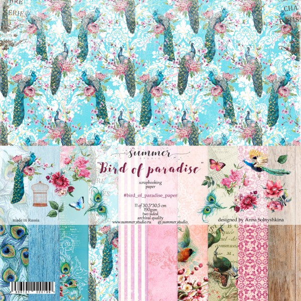 Набор бумаги из коллекции "Bird of Paradise", 11 листов (Summer Studio, Россия)