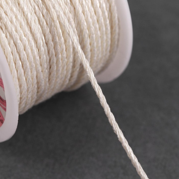 Шнур декоративный, цвет Белый, толщиной 2 мм, отрезок 1 метр