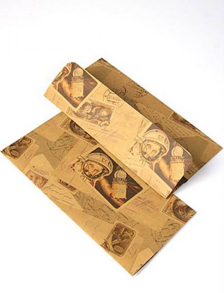 Конверт из крафт-бумаги с принтом "Поехали!", 1 шт.  