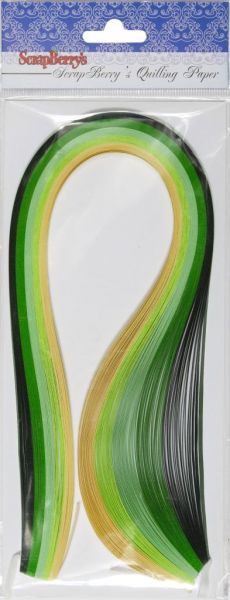Бумага для квиллинга, ширина 3 мм,  Зеленый микс 100 полосок (Scrapberry's) 