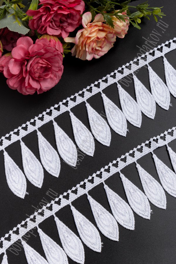 Кружево "Капля", цвет - Белый, ширина 5,8 см, отрез 50 см.