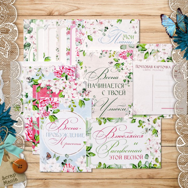 Набор карточек для творчества из коллекции "Пробуждение природы", 16 шт. (ScrapMania)