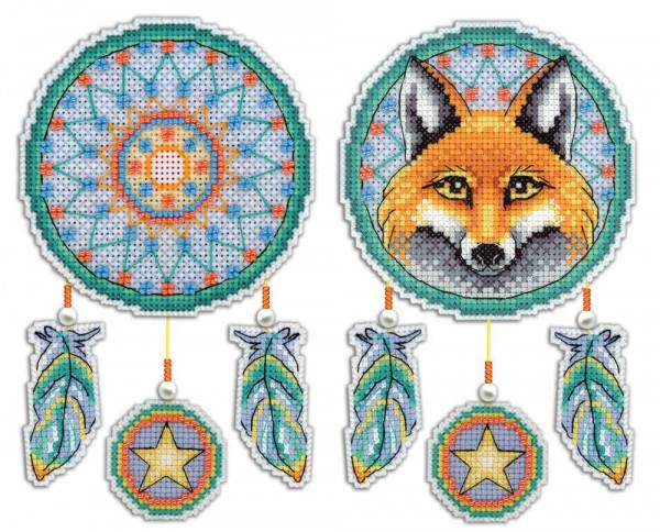 Набор для вышивания на пластиковой канве "Лиса" Ловец снов (М.П. Студия, "Жар-птица")