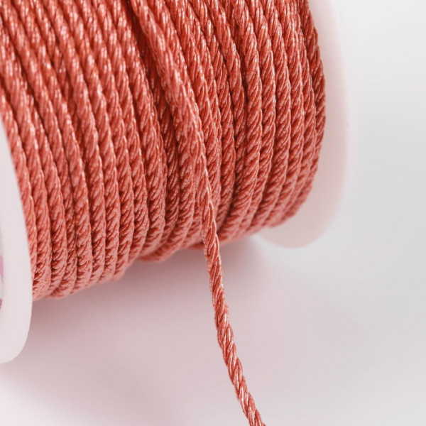 Шнур декоративный, цвет Коралловый, толщиной 2 мм, отрезок 1 метр