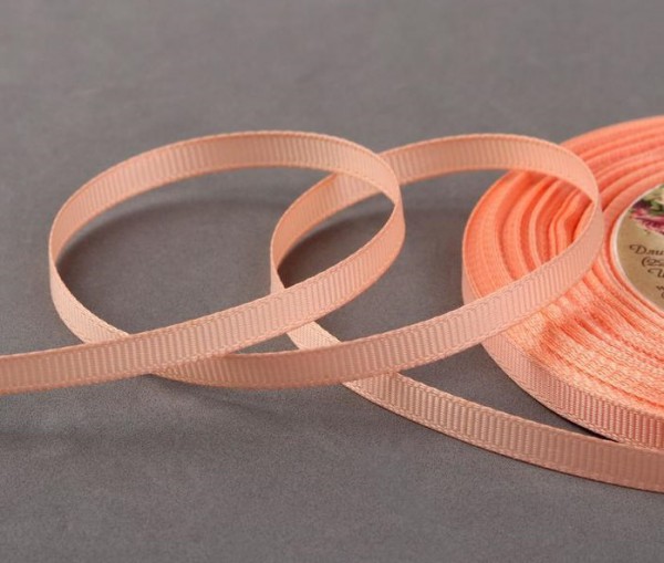 Лента декоративная репсовая, 6 мм, цвет Персиковый, 1 ярд = 91 см (Артузор) 